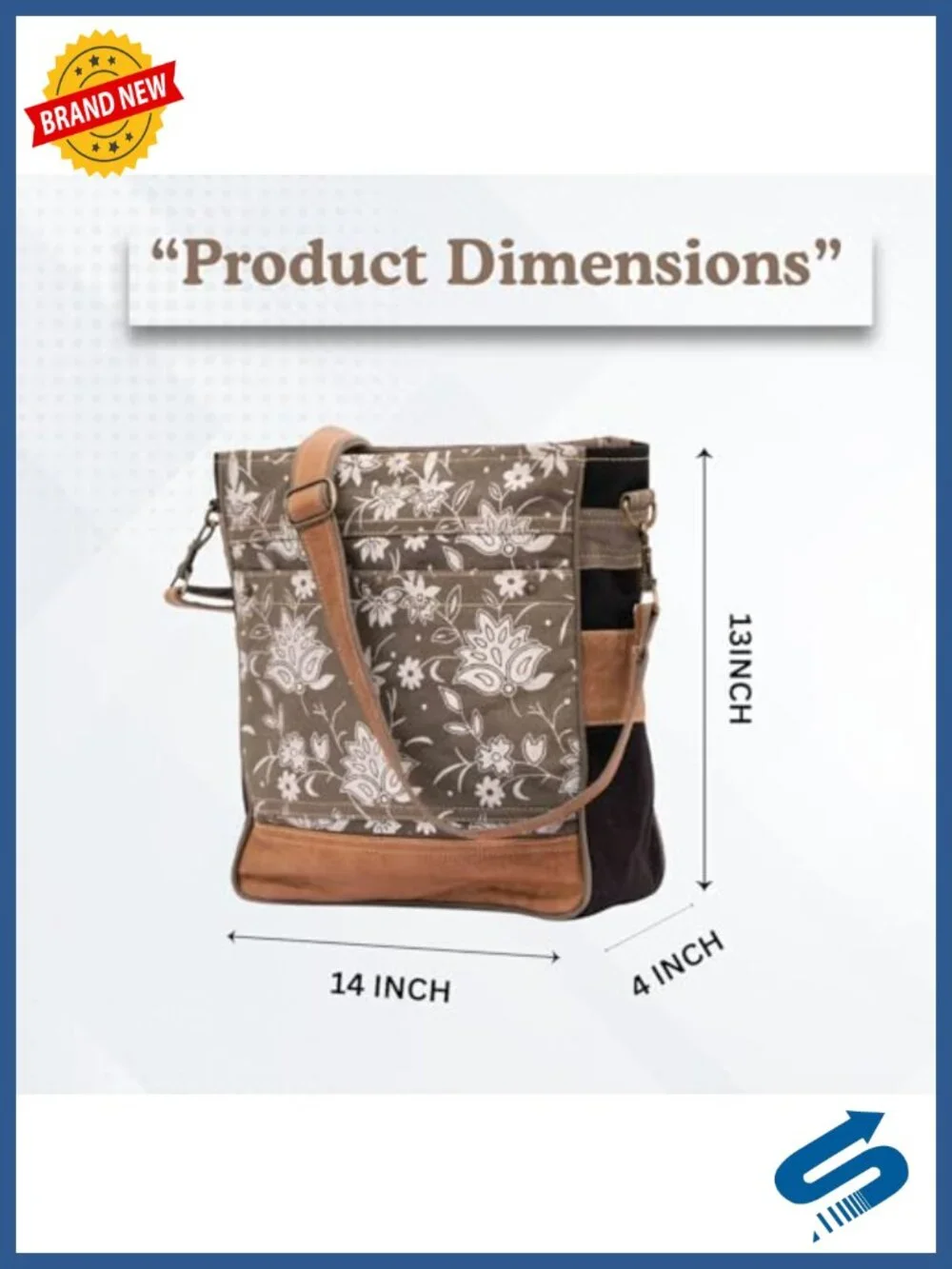 Canvas & Leather Shoulder Bag, Adjustable Crossbody Bag for Women